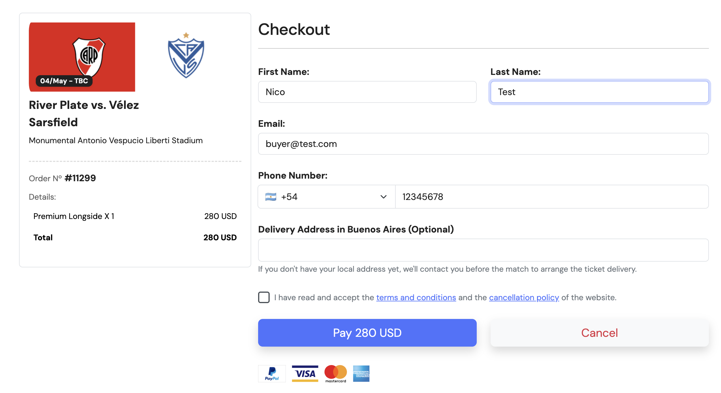 Compra de entradas para River Plate - Paso 3